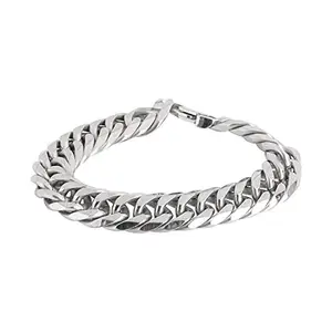 Aaishwarya Silver Stainless Steel Thick Link Chain Bracelet for men and boys | Valentine gift for Husband, Boyfriend | Gift for Men