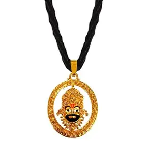 Uniqon Unisex Metal Oval Shape Golden Color Hindu God Lord Shri Baba Khatu Shyam/barbarika Head/face Locket Pendant Necklace with Cotton Dori