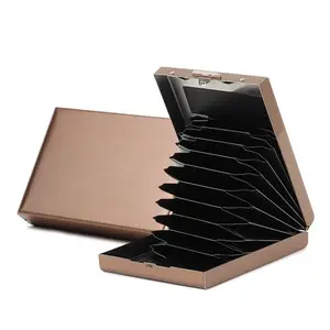 Stealodeal RFID Blocking Stainless Steel 10 Slot Card Holder for Men and Women (Rose Fold)