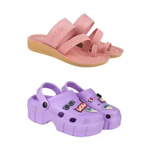 ZENWEAR Extra Soft Classic Casual wear with Flexibility Technology Sandal Combo for Women's/Girl's(6142+2012)(5) Multicolor