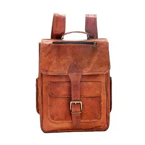 pranjals house Genuine Brown Leather Laptop and Backpack Bag