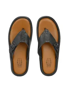 egoss Slippers & Sandals Premium Genuine Leather Slipper Slippers for Men (Black-7)-CM-13