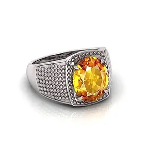 3.25 TO 15 Ratti Yellow Sapphire Pukhraj Gemstone Ring Strling Silver Ring Adjustable Ring for Men&Women