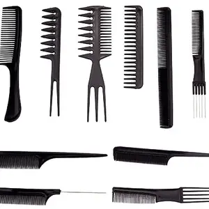 Plastic Hair Comb Professional Multipurpose 10 Pcs Hair Comb Set Hairbrush hairdresser Salon Styling Toolsfor Hair Cutting and Styling Barber Comb Kits (BLACK)