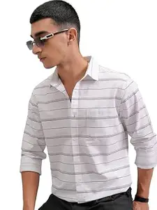 Highlander Men’s Slim Fit Striped Shirt | Full Sleeves | Everyday Wear Stylish Shirt for Men