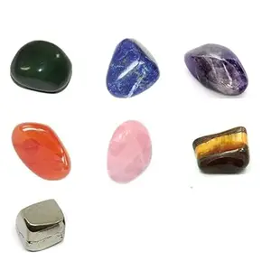 7 Chakra Tumble Stone Green Jade, Lapis Lazuli, Amethyst, Carnelian, Rose Quartz, Tiger's Eye, Pyrite Reiki