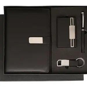 Avighna Magnetic Dairy, Pen, Keychain and Card Holder Wallet for Men Combo Gifts for Men |Gift Sets for Men | Gift for Husband Office Employee - Black (sr231)