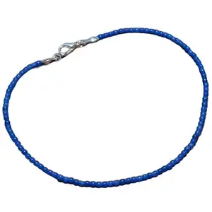 RRJEWELZ Blue Jade Bracelet for Men & Women – 2mm Round Smooth Blue Beads – 7 inch with Silver Plated Clasp – Healing, Fashion, Gift, Spiritual, Yoga|LCBR_RR_01477