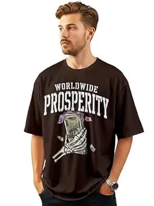 ENCIGER Men Oversized Cotton T-Shirt | Drop Shoulder Graphic Printed Loose Fit Casual Streetwear Tee for Men