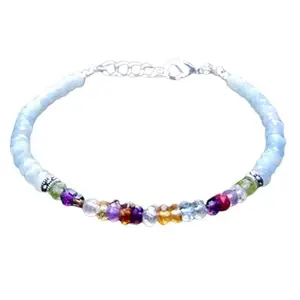 RRJEWELZ Multi Stone & Amazonite bracelet for men & women - 3-3.5mm Rondelle Faceted beads - 7 Inch Adjustable with Silver plated clasp – Healing, Fashion, Gift, Spiritual, Yoga|LCBR_RR_08251