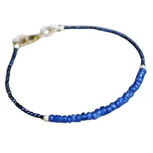 RRJEWELZ Black Spinel & Burma Sapphire bracelet for men & women - 2-3mm Rondelle Faceted & Smooth beads - 7 Inch with Silver plated clasp – Healing, Fashion, Gift, Spiritual, Yoga|LCBR_RR_07087