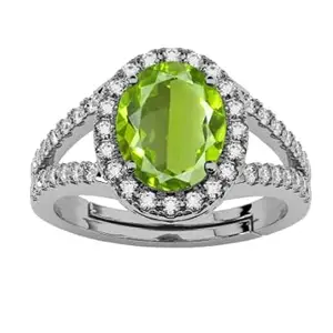 LMDLACHAMA 8.25 Ratti 7.50 Carat Natural Peridot Cubic Gemstone Silver Adjustable Ring Oval Cut For Girl And Women