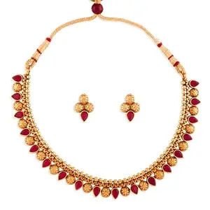 Fashion Frill Jewellery Set For Women Gold Plated Temple Traditional Earrings Jewellery Set For Women Girls