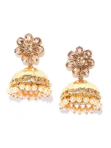 Priyaasi Brass and Kundan Jhumki Earrings for Women & Girls, Gold
