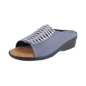 Walkway Women Blue Synthetic Leather Casual Slip-on Sandal UK/7 EU/40 (41-104)
