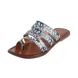 Mochi Women Blue/Navy Casual Leather Sandals Uk/6 Eu/39 (32-120)