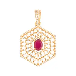 Kushal's Fashion Jewellery Ruby Gold-Plated Casual Zircon Pendant - 427434