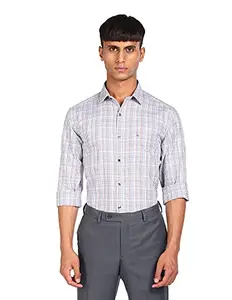 Arrow Men's Checkered Slim Fit Shirt (AFACSH0070_Medium Blue 42)