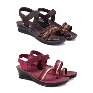 SHYAM JI PANDEY Women's Comfortable Sandal,Casual Lightweight Sandal for Everyday Wear | BTR- (2-Combo)-1963-OO8