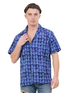 14 Fox 14FOX Tropical Print Graphic Designer Button-Up Shirts – 100% Polyester D13 (X-Large) Multicolour
