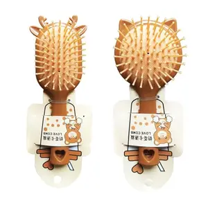 BlackBoss New Cute Cartoon Baby Hair Brush Soft Bristles Anti-static Airbag Massage Comb For Kids Girls & Boys Combo (Pack Of 2) - Brown