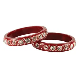 MAYA FASHION Red Stone Acrylic Bangle With Very Extra Large Size Elegant Extra Large Size Bangle | Perfect Fit for Plus Size banglesTrendy and Comfortable Fit for woman and girls | (Sku-ban1595)