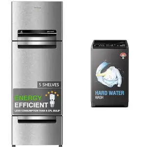 Whirlpool 235 L Frost Free Triple-Door Refrigerator (FP 253D PROTTON ROY RADIANT STEEL(Z) Double Do, 7 Kg 5 Star Royal Fully-Automatic Top Loading Washing Machine (WHITEMAGIC ROYAL 7.0 GENX,