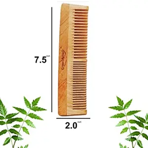 GrowMyHair Neem Wood Comb Anti-Bacterial Anti Dandruff Comb for All Hair Types, Promotes Hair Regrowth, Reduce Hair Fall (Wide and thin tooth)