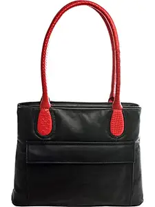 Hidesign womens EE HALLEY I Large Black Red Tote Bag