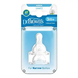 Dr. Brown's DR Browns 2 Silicone Nipples Level Two 3M+ NO.322-CH - 2 Pcs, 3-6 Month