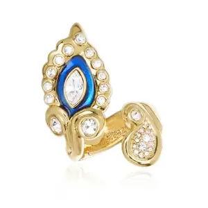 Shaze Anzio Ring | Enamelled Ring | Made of Brass | Ring | Color - Gold and Blue