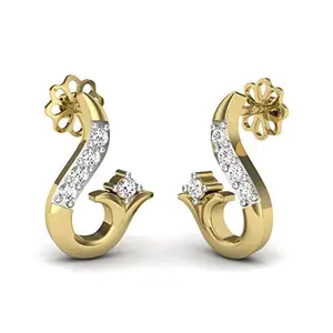 Perrian 18KT Pure Yellow Gold with Real Diamond Stud Earrings for Women | gold earring for girls