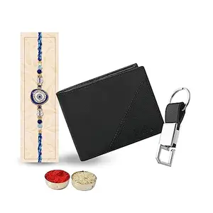 Relish PU Leather Men's Wallet with Keychain Special Rakhi Gift Combo | Brother Rakhi Gift Combo Set | Raksha Bandhan Gift Set for Bro