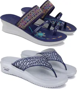 BERSACHE Extra Soft Classic Casual with Regular wear | Ultra Soft & Flexibility Technology | Slides for Women | Combo(PP)-1947-1887-6 Multicolor