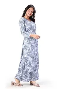 MS VHCK ENTERPRISE Women's Rayon Straight Printed Kurta with Palazzo