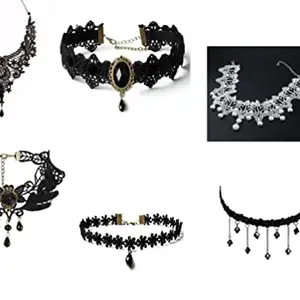Artifice Set of 6 Elegant Lace Choker Necklace Combo Latest Stylish Necklace Jewellery Set for Women Pendant Necklace Gifts for Girls