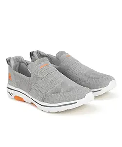 Aqualite VEGAS-10 Mens Casual Shoes Slip-On Design with Mesh Upper & PVC Sole | Lightweight Casual Shoes for Men Stylish | Breathable Shoes for Man Light Grey Orange Size-8