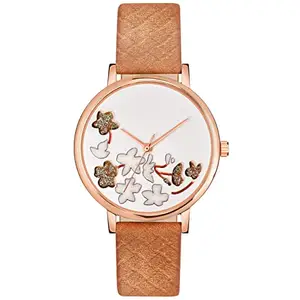 NORKIN Analog Round Dial Watch for Women's (Brown)