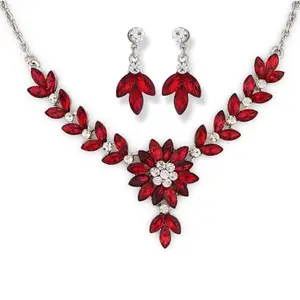 Shining Diva Fashion Latest Stylish Design Fancy Crystal Diamond Necklace Jewellery Set for Women (15224s)