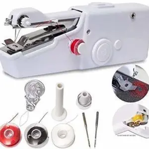 Azhar Trade Impex Handy Sewing/Stitch Handheld Cordless Portable White Sewing Machine for Home Tailoring, Hand Machine | Mini Silai | White Hand Machine with Adapter