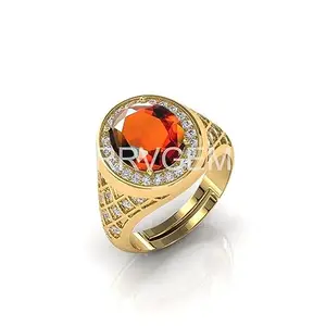 RRVGEM natural onyx ring 7.50 Carat Certified gomed/garnet ring Handcrafted Finger Ring With Beautifull Stone hessonite ring Gold Plated for Men and Women