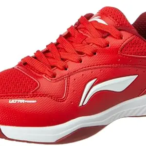 Li-Ning Ultra Power Non-Marking Badminton Shoe|Indoor Sports|Stability Heel, Prototypical Sole, Lightweight Shoe (RED/White,UK 2)