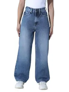 Hubberholme Women Blue Cotton Relaxed Fit High-Rise Jeans