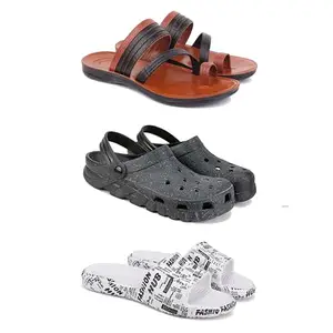 DRACKFOOT Men's Sandals | Lightweight Wear| Stylish & Easy to Wear For Men's GRT-SAN-(3-COMBO)-3151-3056-3104-7