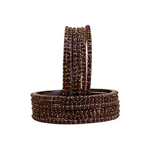 The Golden Cascade Fancy Maroon Color Glass Bangles Studded Pearl Stone Design/Chudi set for Women & Girls/SNDR (Maroon, Extra Large 2-10)