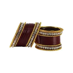 MAYA FASHION Maroon Gold Platted Acrylic-Brass Bangle Elegant Extra Large Size Bangle | Perfect Fit for Plus Size banglesTrendy and Comfortable Fit for woman and girls | (Sku-ban1212)