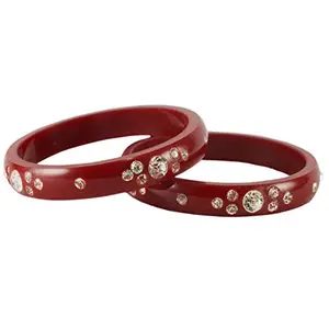 MAYA FASHION Red Stone Acrylic Bangle With Very Extra Large Size Elegant Extra Large Size Bangle | Perfect Fit for Plus Size banglesTrendy and Comfortable Fit for woman and girls | (Sku-ban1593)