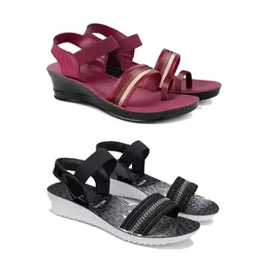 Women's Comfortable Sandal,Casual Lightweight Sandal for Everyday Wear | (Combo 2)-1962-1931-7
