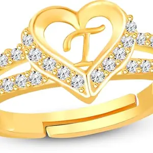 ValentineRingHeartAlphabet'T'PromiseProposeEngagementWeddingAnniversary(HC352-RosePackGold(T) AlphabetHeartRing(M:01))