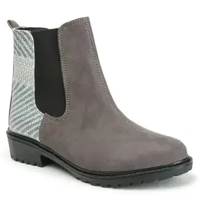 FURIOZZ Women Stylish Slip On Chelsea Boots 98-Grey-39